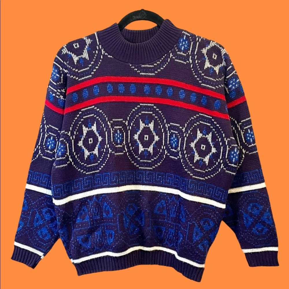 Vintage Bold Knit Pattern Sweater